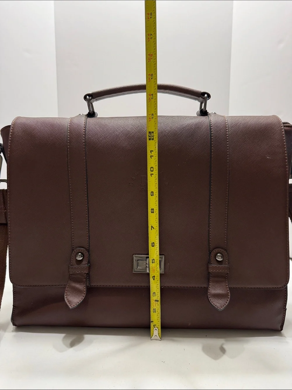 Ease gave Men's Brown Leather Briefcase with Top Handle and Adjustable Strap
